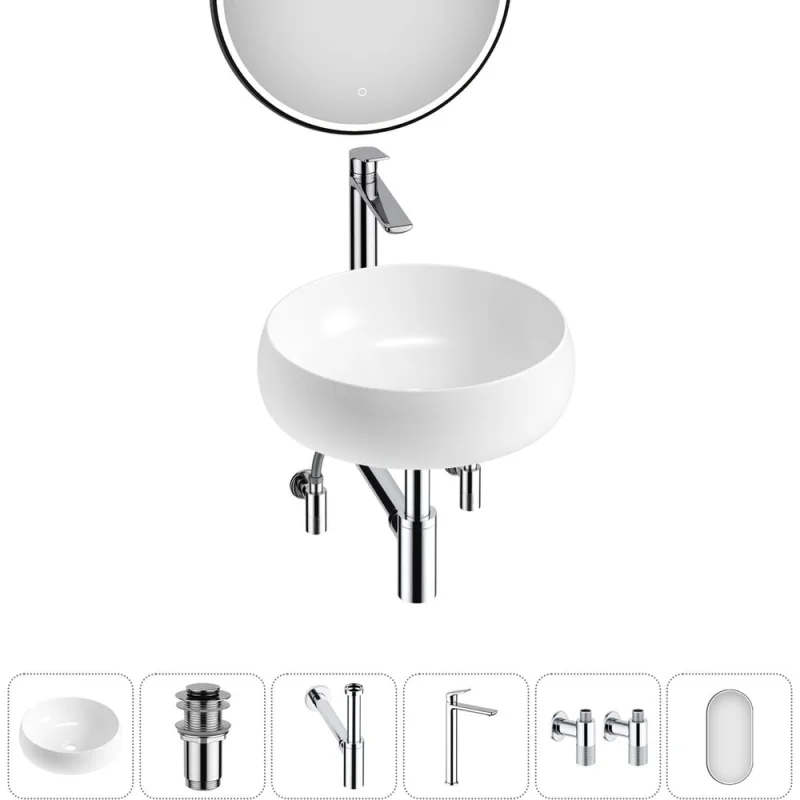 Комплект Wellsee 6 в 1 Lavinia Boho Bathroom Sink накладная раковина 36x36 см 20219233R