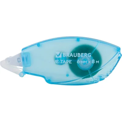 Клей-лента BRAUBERG STANDARD, комплект 12 шт, 6 мм х 8 м, корпус матовый голубой, блистер 273027