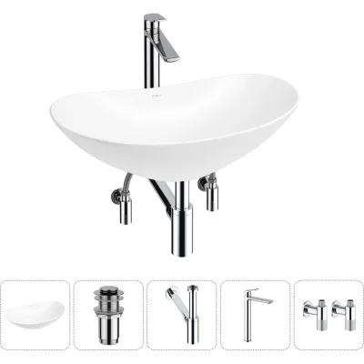 Набор Wellsee 5 в 1 Carefree Dove накладная раковина 60x36 см 20212293R