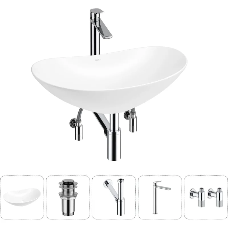 Набор Wellsee 5 в 1 Carefree Dove накладная раковина 60x36 см 20212293R