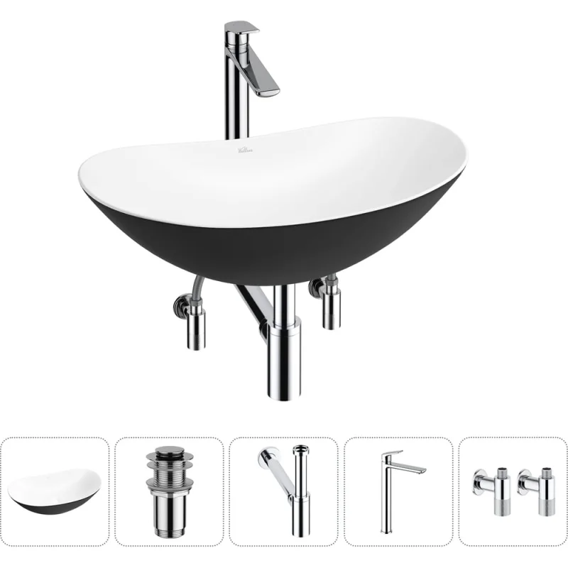 Набор Wellsee 5 в 1 Carefree Dove накладная раковина 60x36 см 20212330R