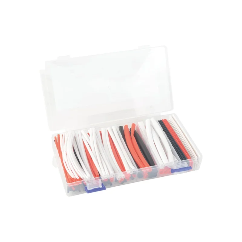 Термоусаживаемая трубка HLT ТТУ №2-3(2:1) набор в боксе: три цвета (черный, белый, красный), 2/1-48шт. 3/1.5-30шт. 4/2-18шт. 6/3-18шт. 10/5-18шт. 100мм. 084-15-402