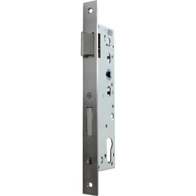 Корпус замка DOORLOCK DL301 35/92/24/8 SSS нержавеющая сталь для профильных дверей, фронтальная планка 24x245мм, запорная планка 75368