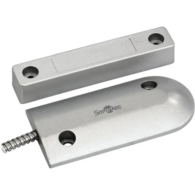 Магнитоконтактный датчик Smartec ST-DM146NC-SLНЗ/НР, накладной для металлических дверей, металлорукав smkd0404