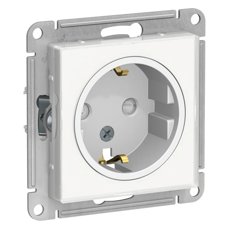 Розетка Systeme Electric AtlasDesign Art встраиваемая белая с заземлением (ATN200145)