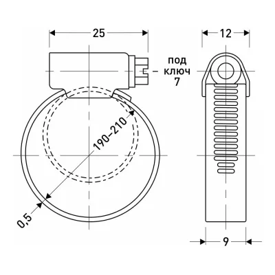 Хомут обжимной MasterProf 9 мм, оцинкованный, 190-210 мм, 2 шт. ИС.140974.2