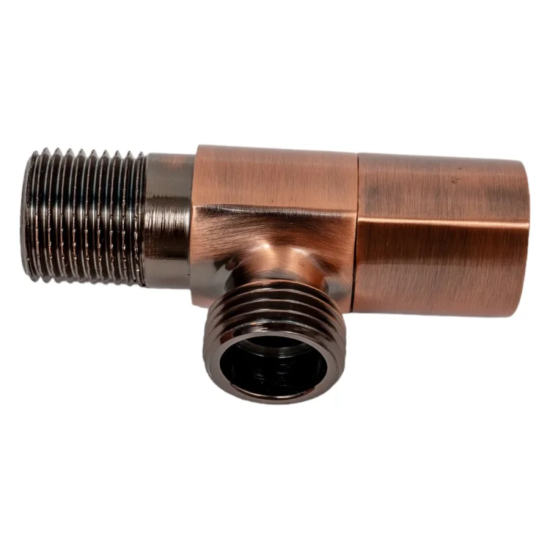 Угловой кран Terma 1/2 н/н, керамический затвор, ручка треугольная, Red bronze 26225
