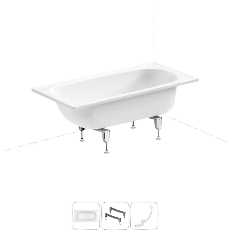 Комплект 3 в 1 Sanitana BLB Europa 2,2 стальная ванна 130x70 с ножками и сифоном 20220590R