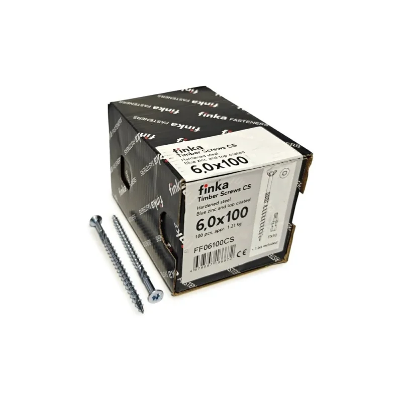 Шурупы конструкционные Finka Timber Screws CS 6,0x100 TX30 (Голубой цинк, потай, 100шт) FF06100CS