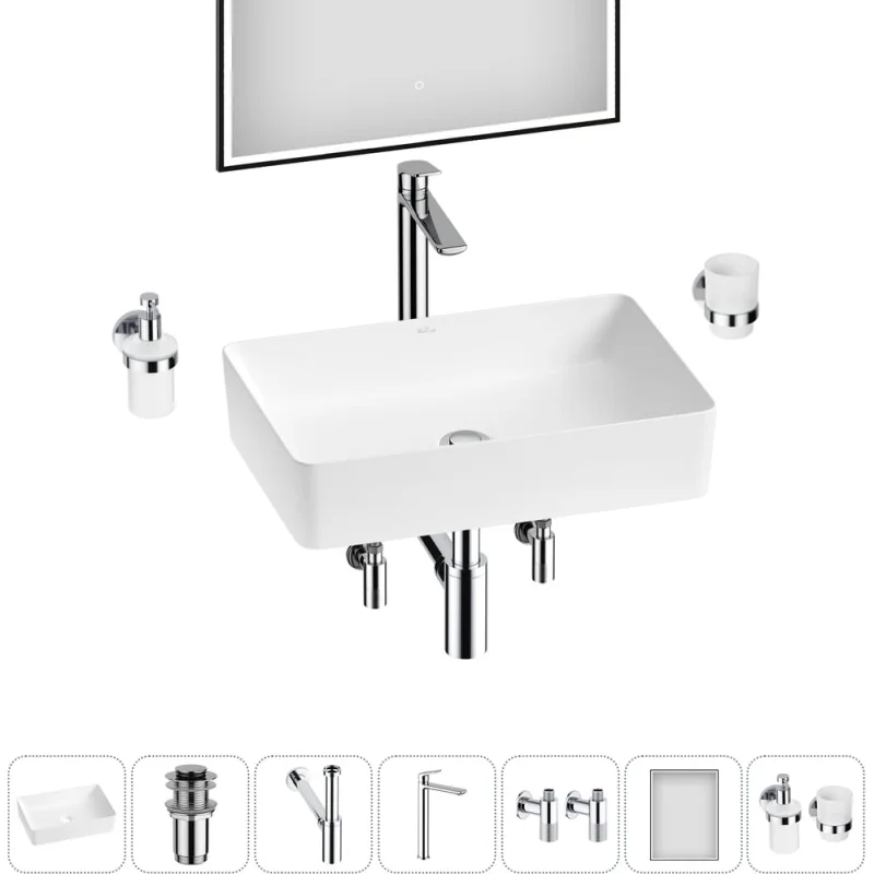 Набор Wellsee 7 в 1 FreeDom 2.0 накладная раковина 50x34 см 20217895R