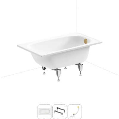Комплект 3 в 1 Sanitana BLB Europa 2,2 стальная ванна 120x70 с ножками и сифоном 20220576R