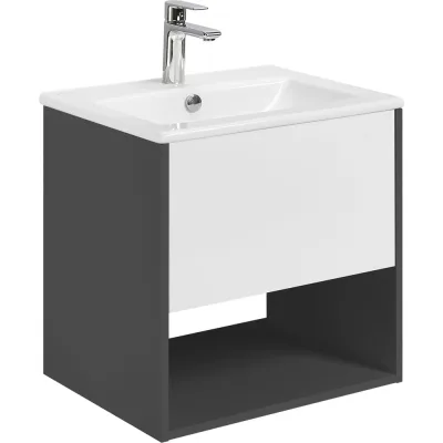 Тумба AQUATON Форм 60 антрацит/Раковина Элина 60/Фасад белый глянец 1A2883V1A4820