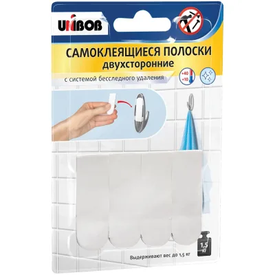 Двусторонние самоклеящиеся полоски Unibob белые, упак. 4 шт. 215022