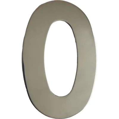 Самоклеящаяся цифра Скобяной малая, металлическая, хром, "0" 009819