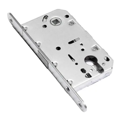 Корпус замка с магнитной защелкой Doorlock DL451M/С/50/85/18/SCr, матовый хром, под цилиндр, бэксет 50 мм, межосевое расстояние 85 мм 75290