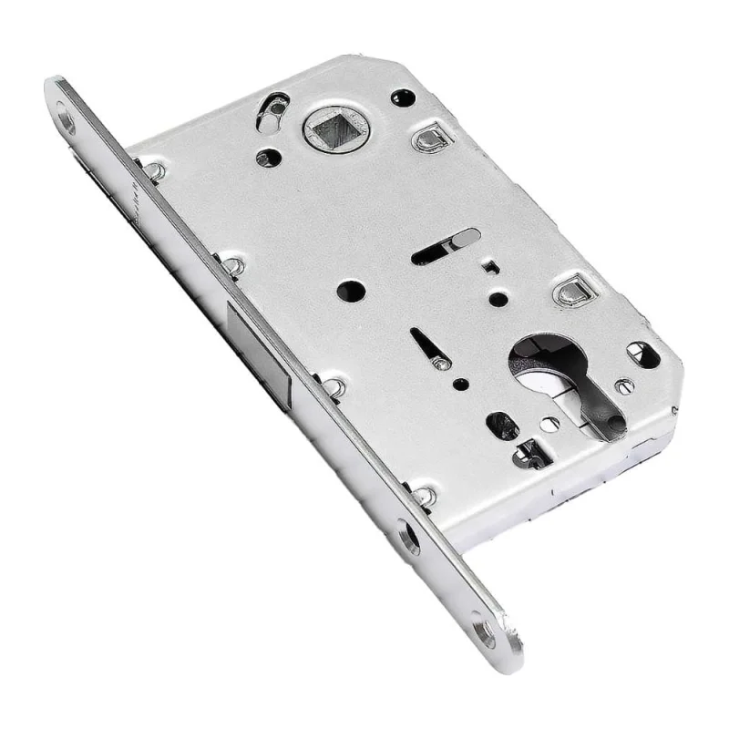 Корпус замка с магнитной защелкой Doorlock DL451M/С/50/85/18/SCr, матовый хром, под цилиндр, бэксет 50 мм, межосевое расстояние 85 мм 75290