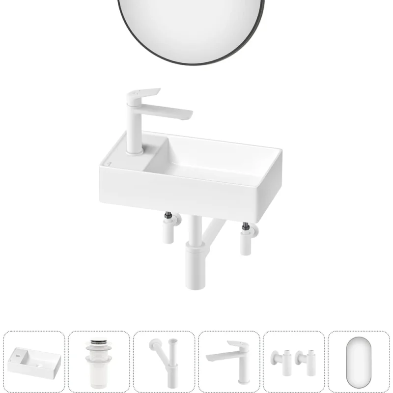 Мини-раковина для ванной комнаты или туалета Wellsee WC Area в наборе 6 в 1 20218130R