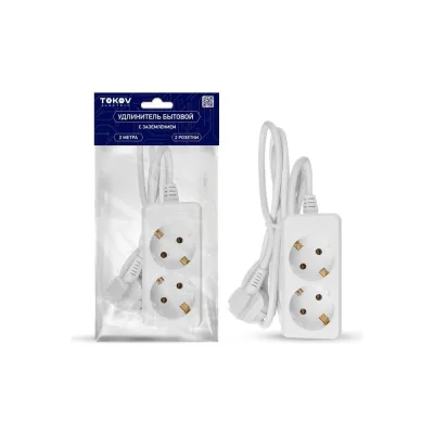 Удлинитель TOKOV ELECTRIC 2x1.5м с заземл. 10а 3x0.75 TKE-C01-BU2-1.5-075-Z
