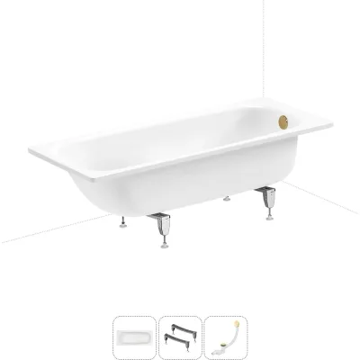 Комплект 3 в 1 Sanitana BLB Universal 3,5 стальная ванна 170x75 с ножками и сифоном (сост 20220736R