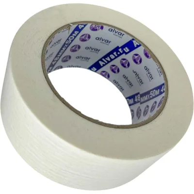 Малярная клейкая лента Alvar 48мм, 50м, белая (комплект из 6 штук) AL-MT4850_6