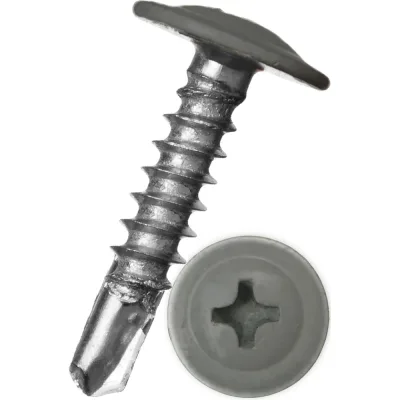 Саморез с прессшайбой Rizzel ПШС 4,2х16 RAL 7005 1000 шт 00000311911