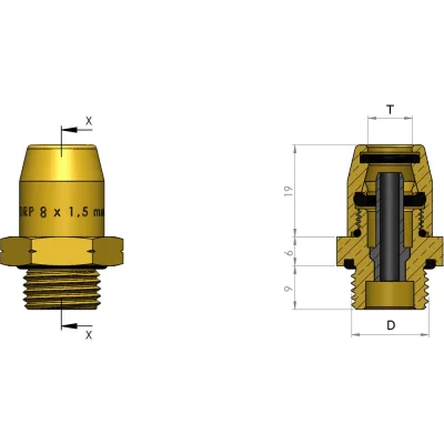 Фитинг прямой M12x1.5-8x1 мм 100 0812, 2800080601215 ORPASAN ORP 4132