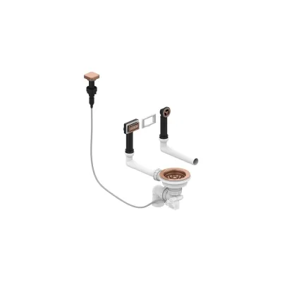 Выпуск для мойки с вертикальным переливом ALVEUS pop up copper с рамкой и заглушкой 1144851