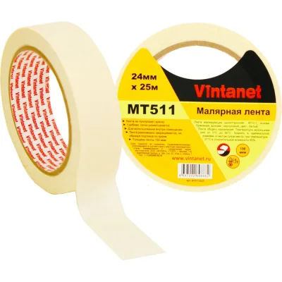Малярная лента Vintanet 80С, MT511, 150 мкм, 24мм х 25м MT5112425