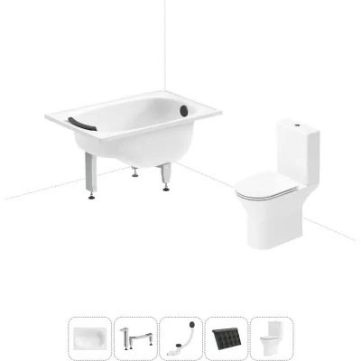 Комплект 5 в 1 Sanitana BLB Europa Mini стальная ванна 105x70 с напольным унитазом 20220551R