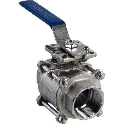 Кран шаровый NEWKEY муфтовый под привод нержавеющий 3PC AISI304 DN80 3 PN25 NK-BMTp80/4