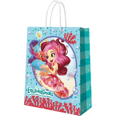 Пакет подарочный большой ND Play Enchantimals, голубой, 335x406x155 мм 298516