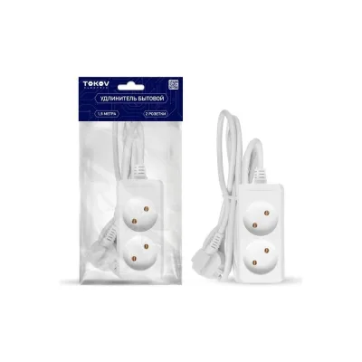 Удлинитель TOKOV ELECTRIC 2x1.5м без заземл. 10а 2x0.75 TKE-C01-BU2-1.5-075