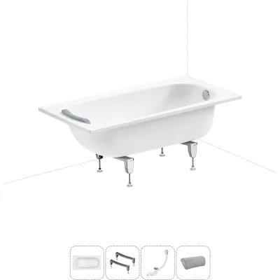 Стальная ванна 140х70 см Sanitana BLB Europa 20220609R в наборе 4 в 1 20220609R