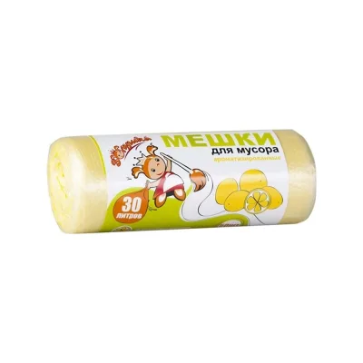 Мешки для мусора 30 л, 50 шт, желтые, с ароматом лимона, ролик Золушка 6420