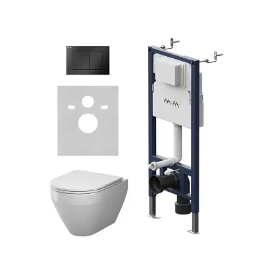 Инсталляция AM.PM PrimeFit с клавишей S черный матовый с подвесным унитазом Spirit V2.0 Aquaspin IS90238.701900