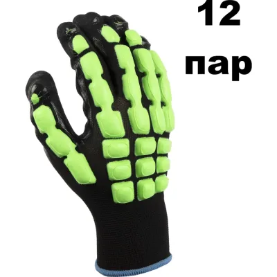 Перчатки от ударов Jeta Safety (12 пар) из полиэфира с пенонитриловым покрытием с противоударными накладками из латекса на тыльной стороне, р.9/L, JAL-101-pack-L