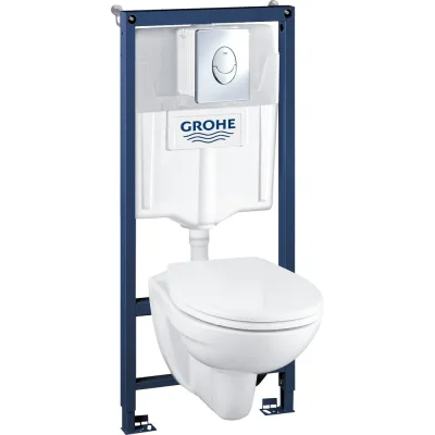 Набор 4 в 1 Grohe Solido с подвесным унитазом Lecico Perth, сиденьем и панелью смыва Skate Air 39192000