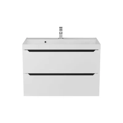 Подвесная тумба с раковиной для ванной uperwood Tanos-Classic Quartz 80x45x55 см, белая графит/бетон 3930421702
