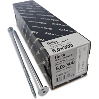 Шурупы конструкционные Finka Timber Screws CT 8,0x300 TX40 (Голубой цинк, тарелка, 50шт) FF08300CT