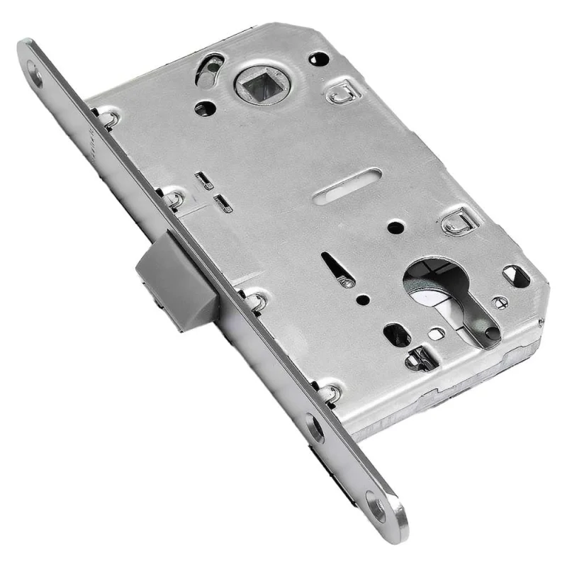 Корпус замка Doorlock V 431/С/50/85/18/SCr, матовый хром, под цилиндр, бэксет 50 мм, межосевое расстояние 85 мм, фронтальная планка шириной 18 мм 79120