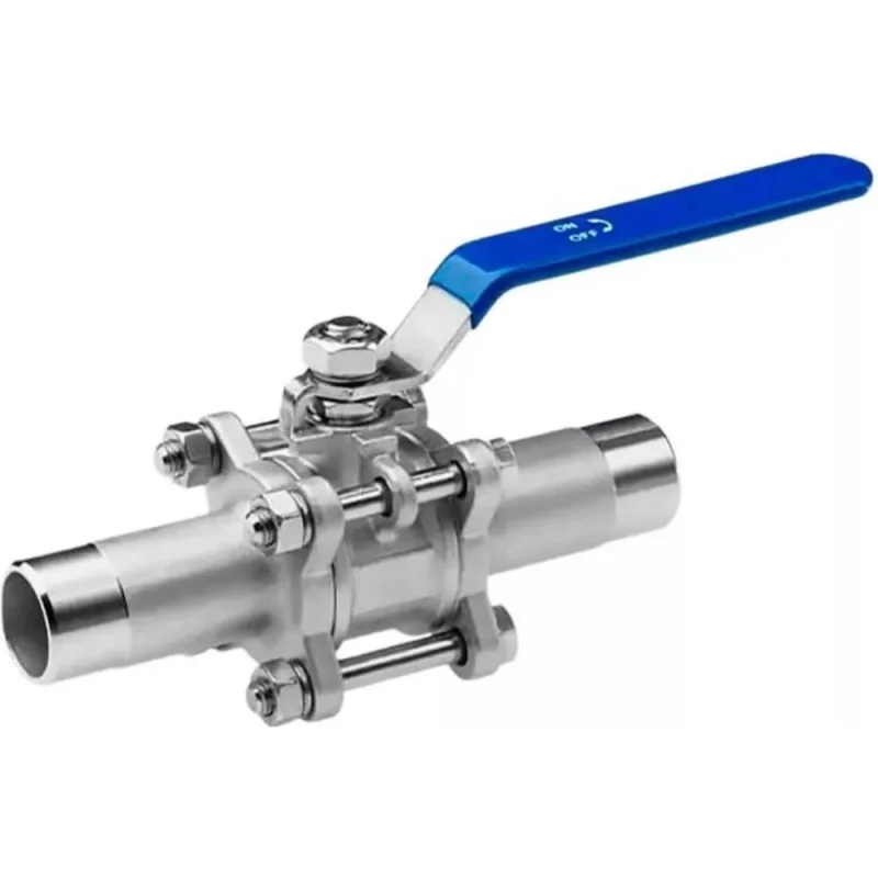 Кран шаровой DN.ru 304-304-PTFE-W-H LONG Ду50 Ру40 3-составной, под приварку, с рукояткой D160-60706