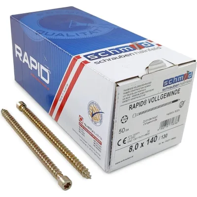 Шурупы Simpson Schmid Rapid FT CL 8.0x140/130 TX40 (Жёлтый цинк, полная резьба, цилиндр, 50 шт.) 1131740801400001