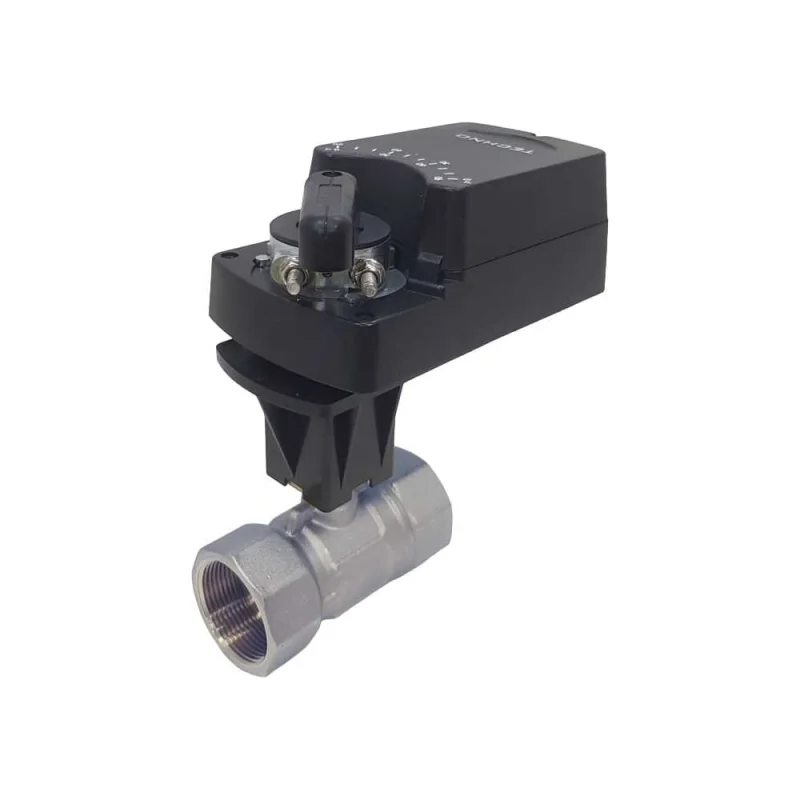 Двухходовой шаровый кран TECHNO HKS240-08AN/24V из нержавеющей стали 304, DN40, резьба G1-1/2, с электроприводом 8 Нм, 24 В, управление аналоговое 0(2)~10V 660403