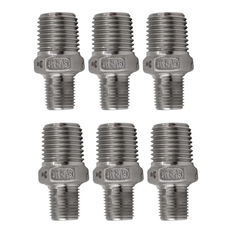 Ниппель резьбовой переходной нержавеющий NEWKEY AISI304 DN 8 х DN6 (1/4 х 1/8), (CF8), PN16, набор 6 шт NAB6-NK-NMH8х6/4