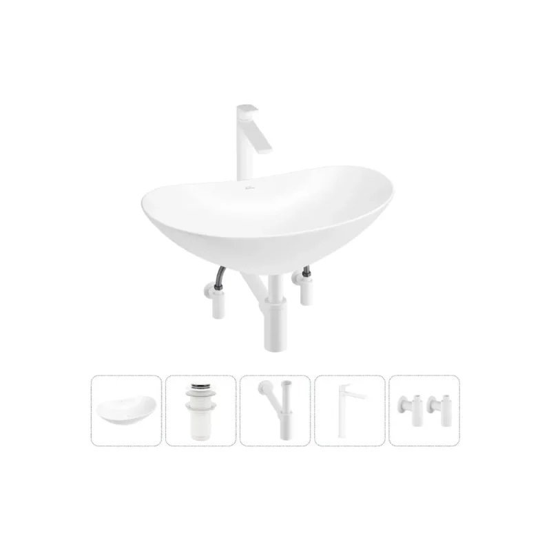 Набор 5 в 1 Wellsee Carefree Dove накладная раковина 60x36 см 20212296R
