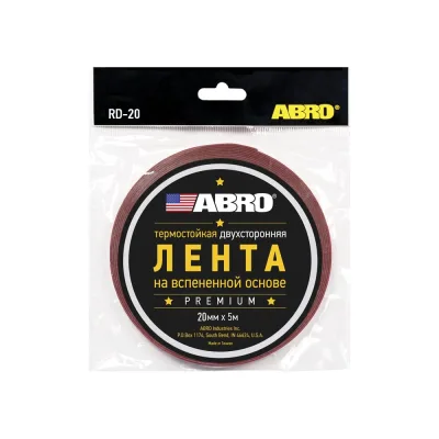 Лента клейкая двухсторонняя термостойкая ABRO Premium (20мм*5м) RD-20mm-5M-RW