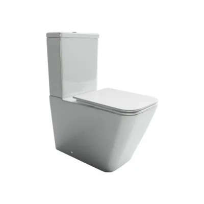 Унитаз-компакт Ceramicanova Cubic Rimless безободковый с универсальным выпуском с сиденьем дюропласт микролифт белый (CN1803)