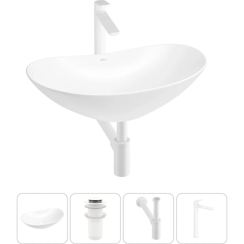 Акционный набор Wellsee 4 в Carefree Dove накладная раковина 53x33 см 20212276R