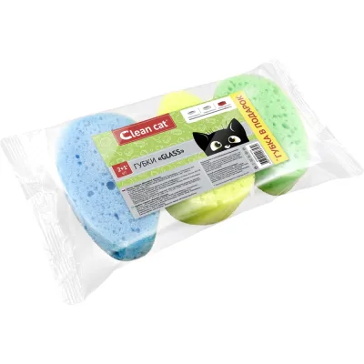 Набор ярких крупнопористых губок с абразивным слоем EUROHOUSE CleanCat -Glass 3 шт. ГКГ353