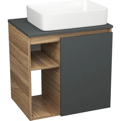 Тумба Bauedge Bau Dream Blackwood 60 правая, графит, раковина BAU Hotel 48х37 SD4216
